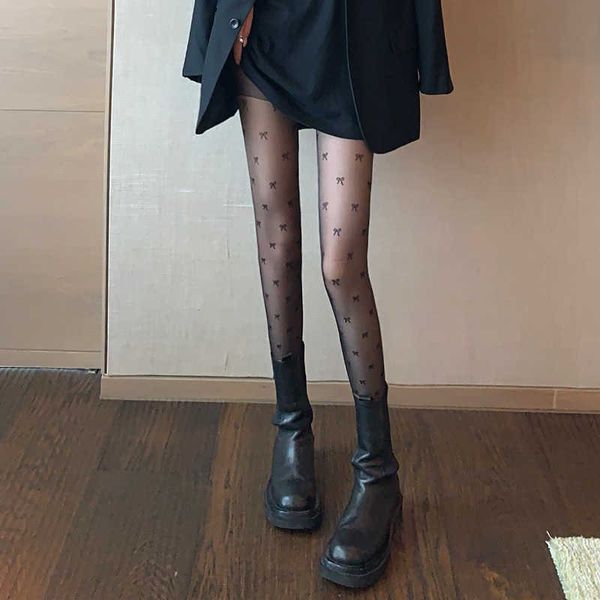 

bowknot girl leg summer thin anti hook silk legged pantyhose net red bottom socks, Black;white