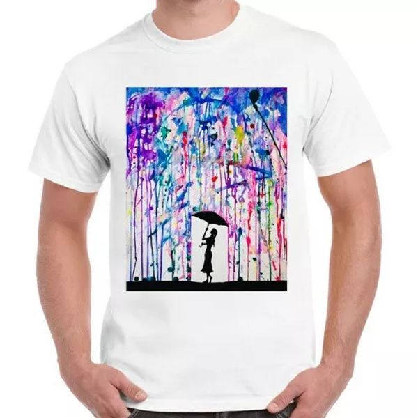 

umbrella lady raining art cool funny men women retro t shirt 2505, White;black