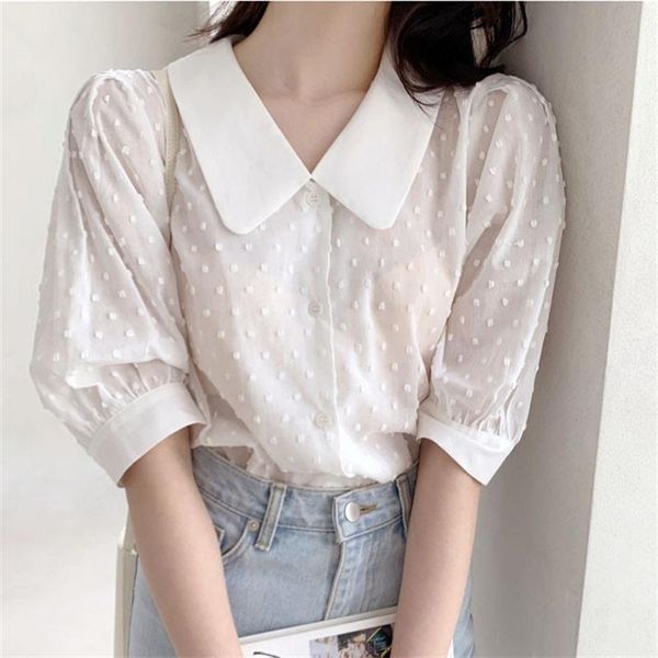 

women's blouses & shirts hzirip 2021 gentle slim ol casual sweet girls elegance office lady chic outwear streetwear prom loose all-mat, White