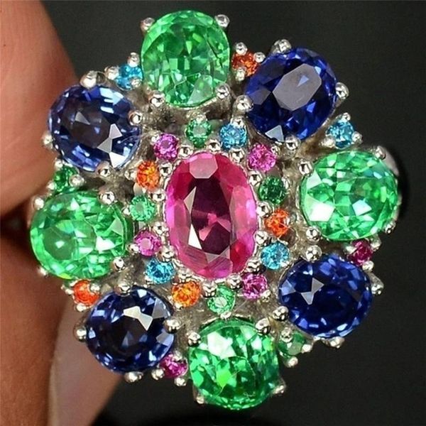 

wedding rings fdlk women jewelry pretty chic oval multilevel floral ring bridal engagement rhinestone, Slivery;golden