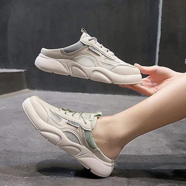 

women's sandals summer shoes flat half slippers canvas sneakers flip flops mule woman size 35-40, Black