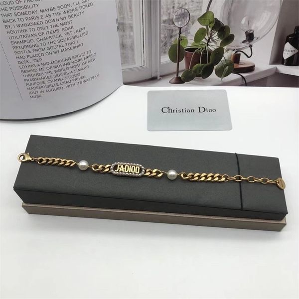 

special offer 75% off outlet online family bracelet new letter pearl bracelet, Silver