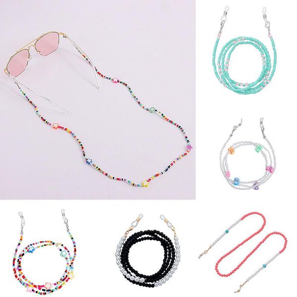 

sunglasses frames elegant colorsful five-pointed star glasses chain retro beads eyeglass cord neck strap accessories lanyard, Silver