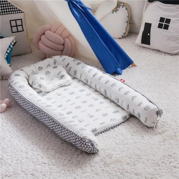 

baby cribs nest bed with pillow portable crib travel toddler cotton cradle for born bassinet bumper 85*50cm