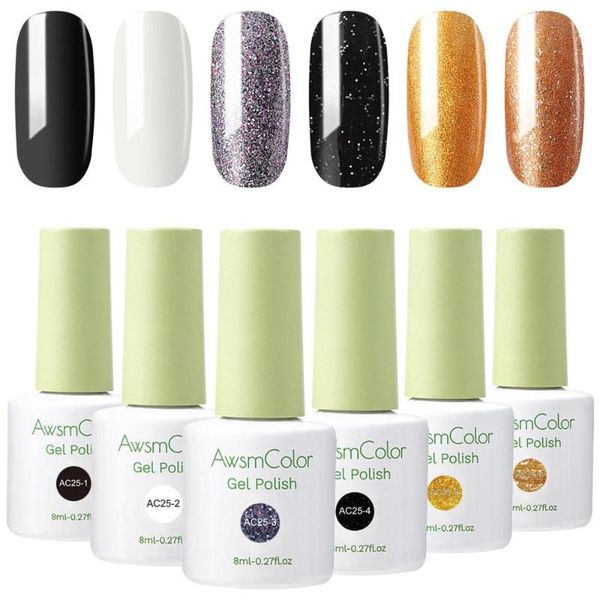 

awsmcolor gel nail polish set, pastel color uv led soak off kit, christmas art