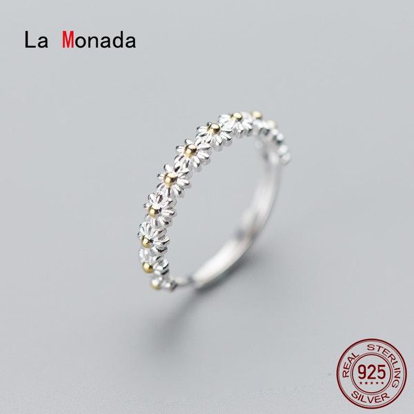 

cluster rings la monada daisy women ring 925 sterling silver minimalist resizeable for fine in jewerly woman, Golden;silver