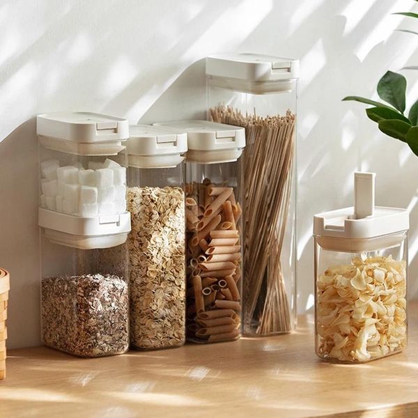 

storage bottles & jars transparent kitchen plastic sealed with cover food container spice candy tank