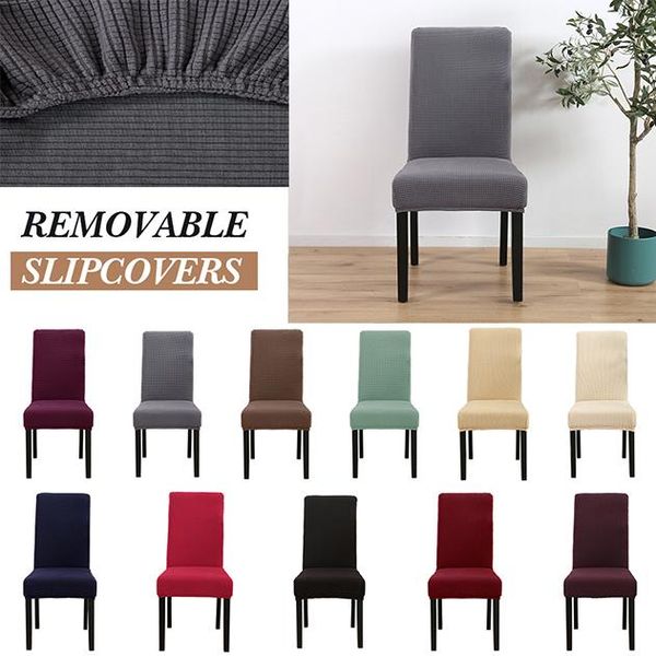 

knitting thickening gray solid color stretch spandex dining room chair covers slipcover living party wedding decoration