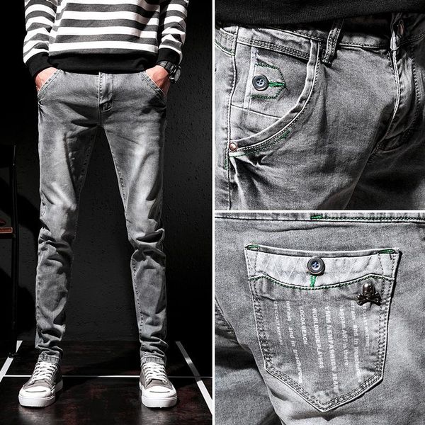

men's jeans skinny mens denim slim fit 2021 spring summer autumn men for pants, Blue
