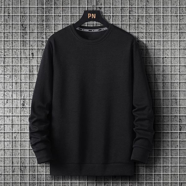 

men's hoodies sweaters pure color long-sleeved round neck sweater fashion korean loose chic all-match inner jacket autumn clothing men, Black;brown