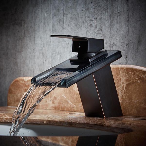 

bathroom waterfall faucet gold glass brass black basin sink deck mounted mixer taps and cold water tap high qunality faucets