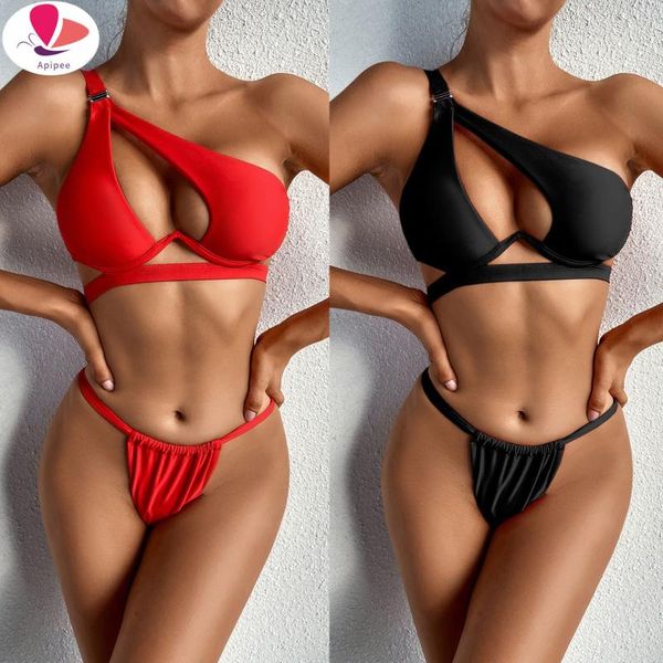

women's swimwear s - l neon pink brazilian bikini female swimsuit women two-pieces set halter bather bathing suit swim, White;black
