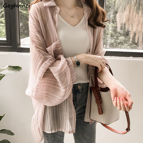 

design blouses women plus size 4xl loose striped summer chiffon womens shirts lightweight causal sun-proof thin chic fashion ulz, White