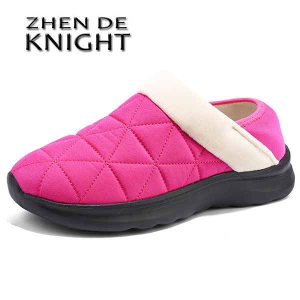 

slippers 2021 winter warm plush cotton women non slip home slides woman thick sole soft indoor couples shoes plus size 37-46, Black