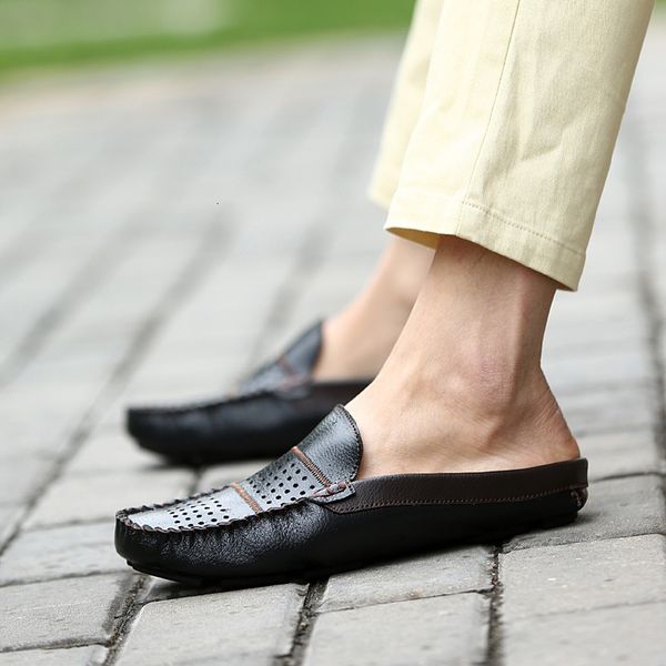 

dress shoes men's casual leather lofer man lightweight half for classic s slip on breathable flat loafers sqmf, Black