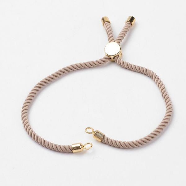 

10pcs 128mm long nylon twisted cord bracelet makings slider bracelets with environmental brass findings for women link, chain, Black