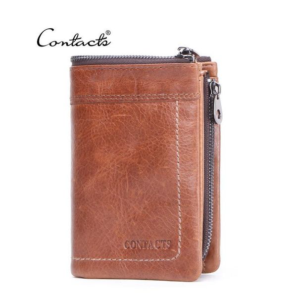 

wallet men's leather cowhide retro card holder money bag wallets, Red;black