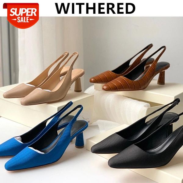 

withered ins fashion blogger retro crocodile print genuine leather mules cusp stiletto high heel sandals women shoes woman #c04z