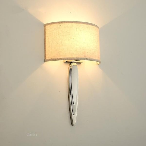 

chrome gold metal led wall lights living room e27 black/white lampshade el bedroom aisle lamp decor lightjing fixtures