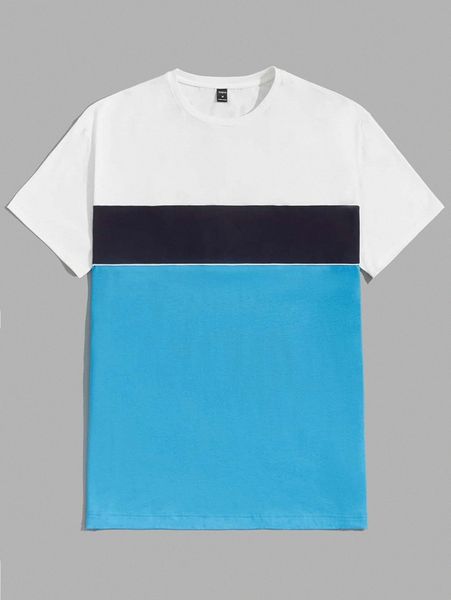 

men colorblock round neck tee n1po#, White;black