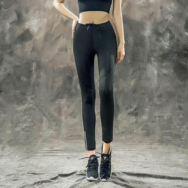 

yoga outfit reflective design black high waist breathable night run pants for women 2021 arrival slim sports running trousers