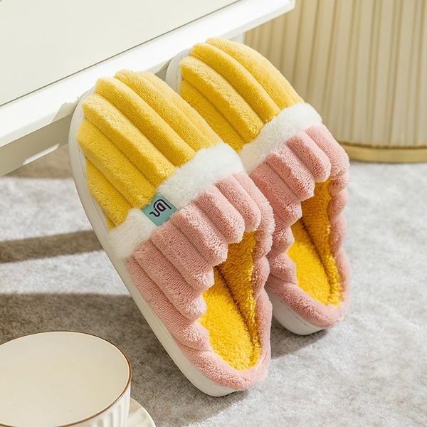 

slippers winter women's thick-bottomed fur furry for home soft platform shoes 2021 indoor house warm cotton, Black