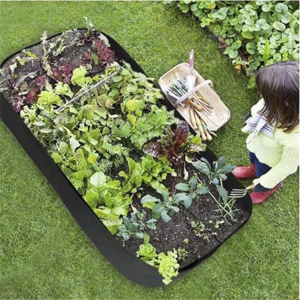 

planters & pots 1pcs felt flower grow bag vegetable planting raised garden bed square planter pot with handles for plants
