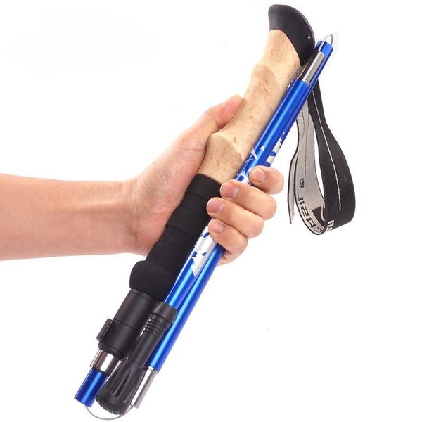 

trekking poles 5 section outdoor fold hiking stick nordic walking steel bead lock club easy put into bag