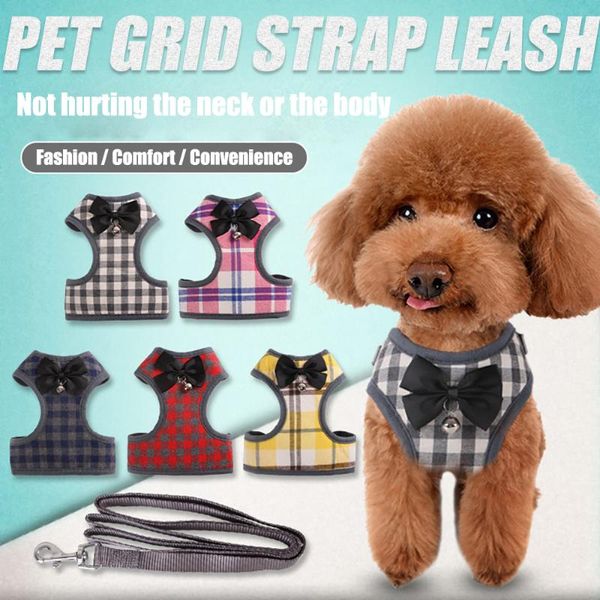 

dog collars & leashes pet tuxedo harness for cats and small dogs,protective cat vest non pull,with 1.5m leash,bowtie ring accessories