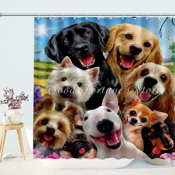 

shower curtains printing lovely puppies pets cute animal dog