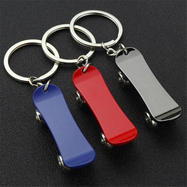 

keychains stainless steel skateboard key chains holder metal scooter keyring car bag pendant advertising promotional gifts trendy jewelry, Silver