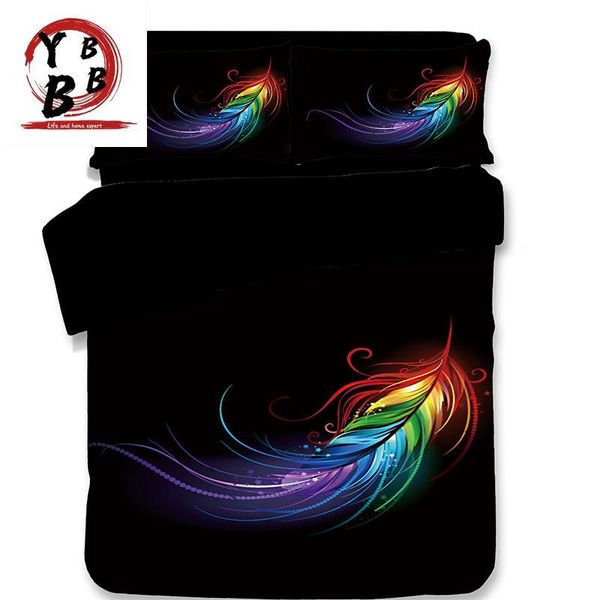 

bedding sets hd 3d colored feathers black tennis duvet cover good quality set  king 3pcs bedclothes us au uk size