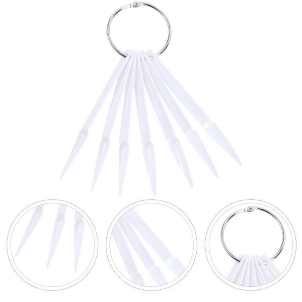 

false nails 100pcs nail color plates fan shaped display manicure art practice stick (white), Red;gold