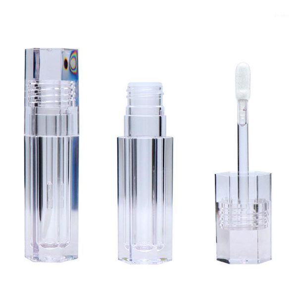 

30pcs 5.5ml hexagonal transparent empty lip gloss tubes with brush tip refillable bottles c076 storage & jars1