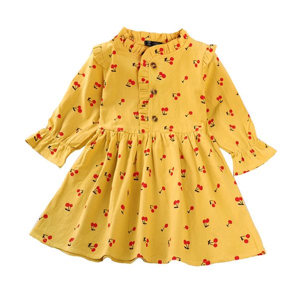 

spring and autumn childrens dress new girl princess dress long sleeve casual print girls clothing, Red;yellow