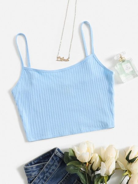 

rib-knit crop cami f9ju#, White
