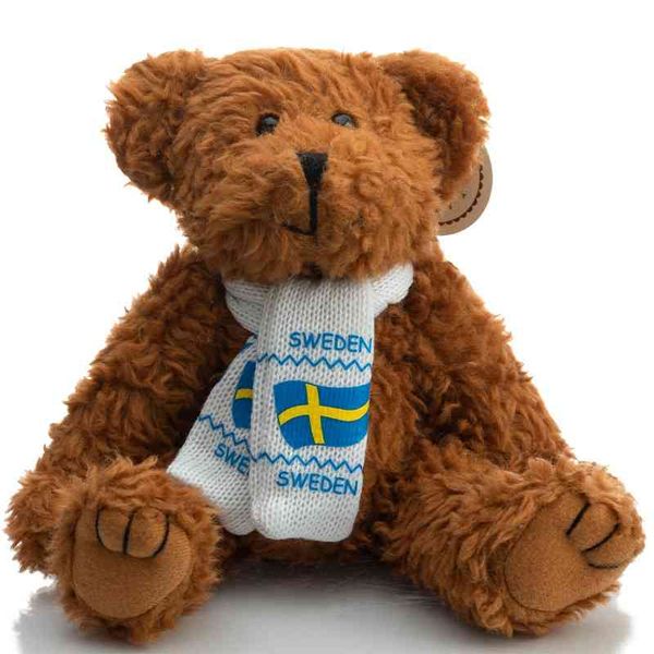 

gift company mascot 20cm scarf printed movable joint teddy bear doll