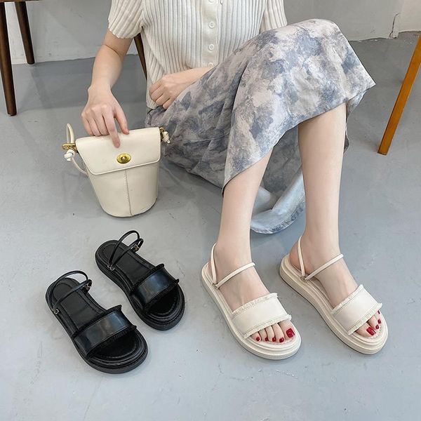 

slippers women summer shoes pantofle luxury slides med platform 2021 flat designer rome pu scandals rubber basic house sli, Black