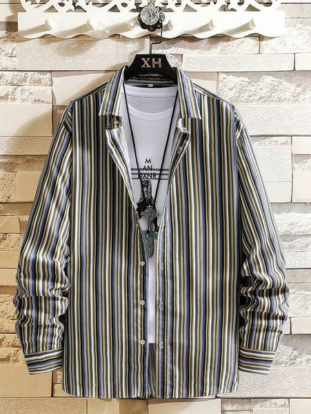 

men vertical striped shirt without tee n4i4#, White;black