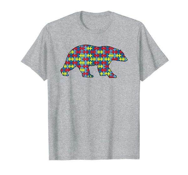 

bear autism awareness kids mammal animal puzzle day mom gift t-shirt, White;black