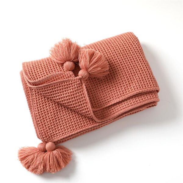 

blankets sofa blanket woven waffle summer knee solid color small throw customized