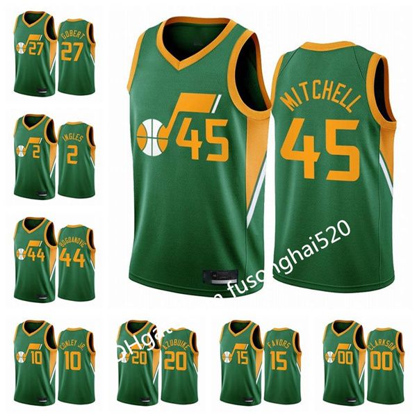 

print men's women kids any player 2021 donovan mitchell rudy gobert bojan bogdanovic earned edition green #45 custom basketball jersey, Black;red