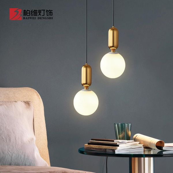 

pendant lamps nordic restaurant chandelier single head bedroom bedside lamp bar stair personality simple modern glass
