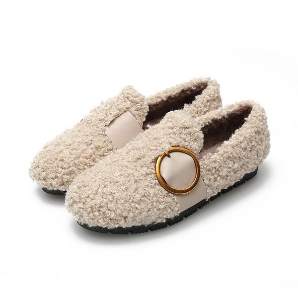 

sandals women's shoes warm lamb edamame korean cute metal round buckle lazy large size 33-43 feet wide and fat, Black