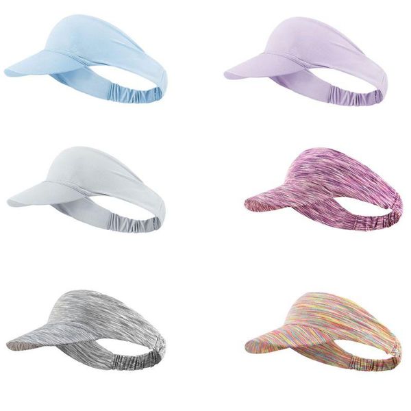 

berets women men summer sun visor headband multicolored striped uv protection empty baseball hat for running cycling sports, Blue;gray