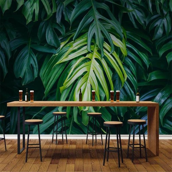 

wallpapers drop custom 3d wallpaper mural green plant leaves living room background wall decoration painting