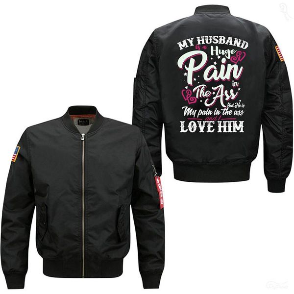 

men's jackets my husband is a pain vintage bomber flight jacket, Black;brown