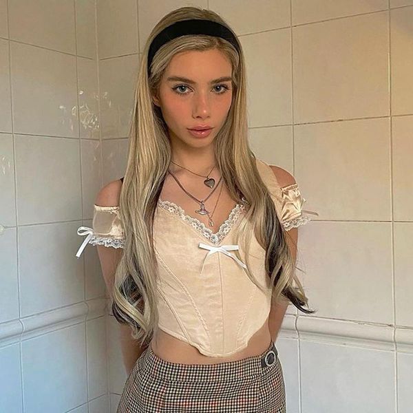 

women's t-shirt yiallen chifon lace crop strapless kawaii aesthetic elegant 2021 summer young style mujer casual sweet short shirts, White