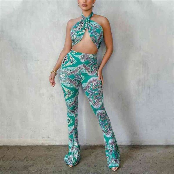 

sruby paisley print halter women leggings jumpsuit hollow out backless bodycon streetwear party club summer rompers sporty, Black