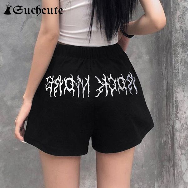 

women's shorts summer gothic letter print home outfits high waist casual loose basic harajuku sports zk4u, White;black